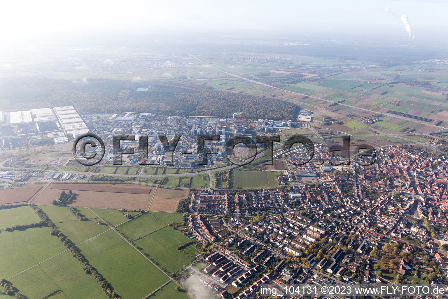Aerial view of Walldorf in the state Baden-Wuerttemberg, Germany