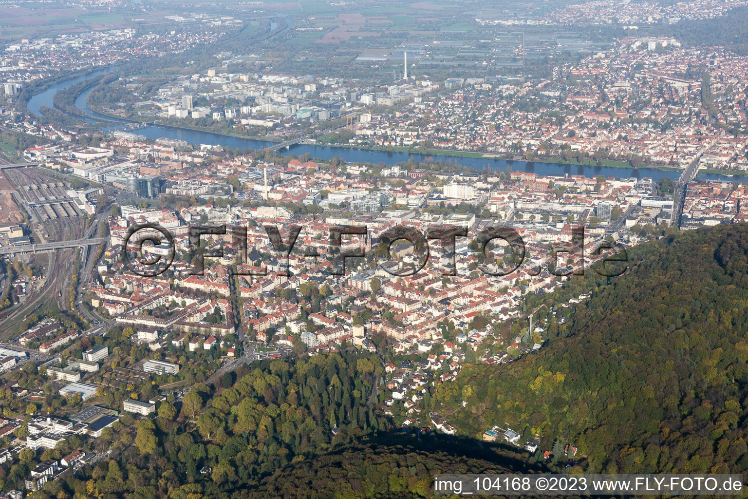 Aerial view of Schillerstr in the district Weststadt in Heidelberg in the state Baden-Wuerttemberg, Germany