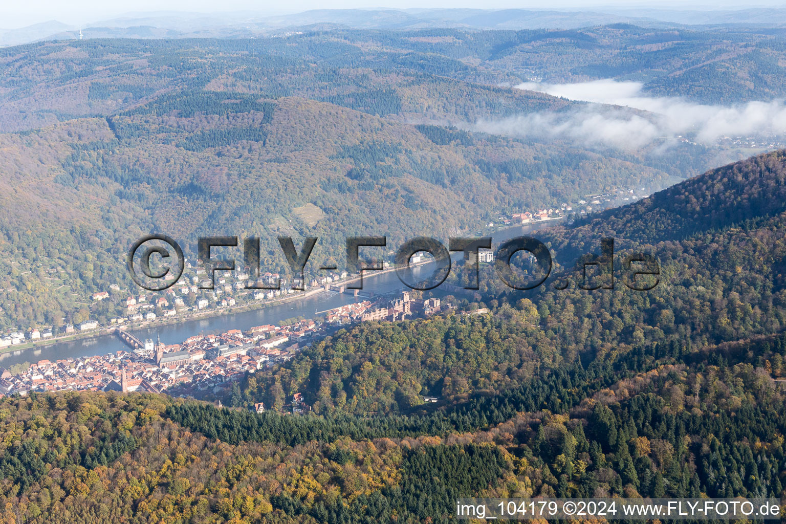 Aerial photograpy of Neckar Valley in the district Kernaltstadt in Heidelberg in the state Baden-Wuerttemberg, Germany