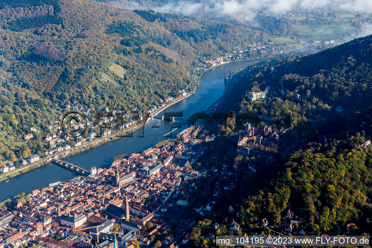 Aerial photograpy of District Kernaltstadt in Heidelberg in the state Baden-Wuerttemberg, Germany