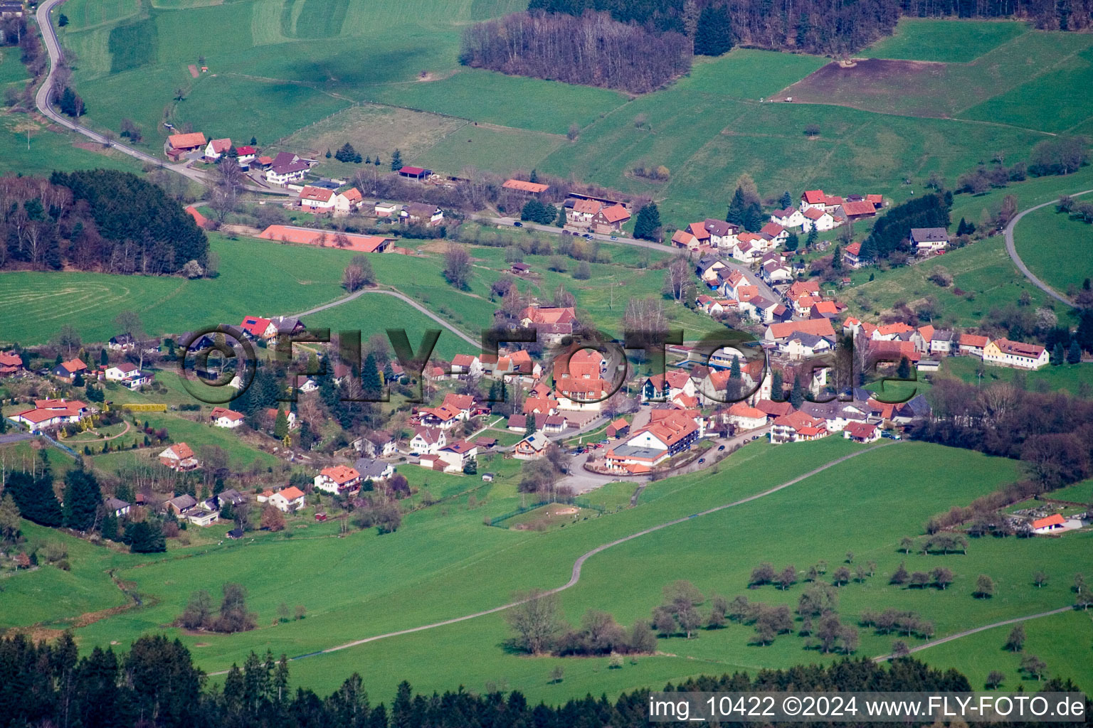 Aerial photograpy of District Güttersbach in Mossautal in the state Hesse, Germany