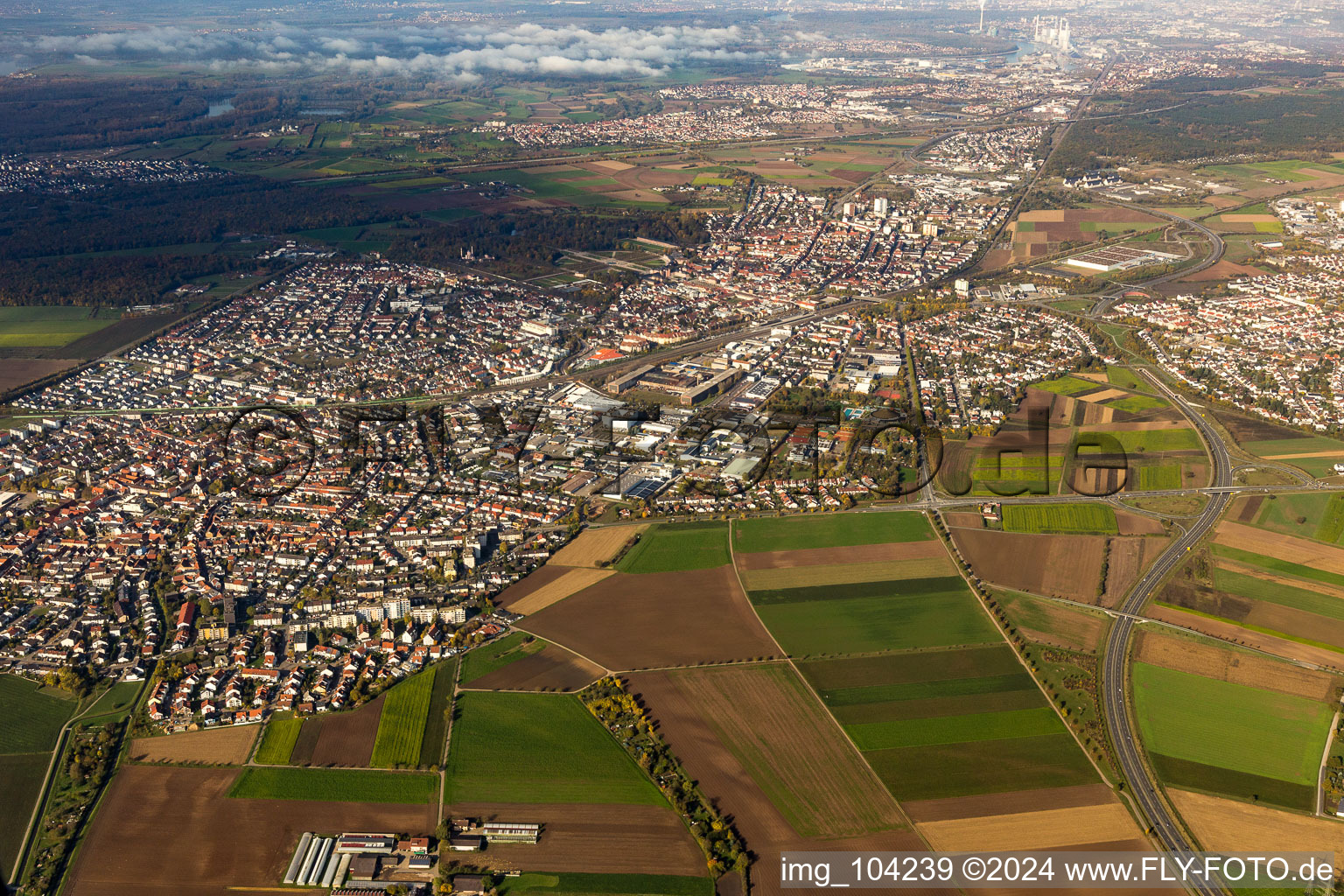 Town View of the streets and houses of the residential areas in Oftersheim in the state Baden-Wurttemberg, Germany