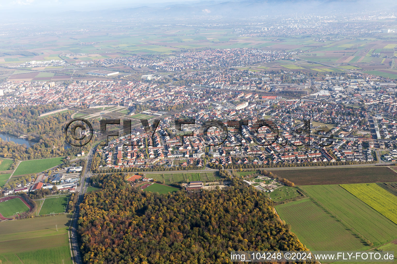 Schwetzingen in the state Baden-Wuerttemberg, Germany from the drone perspective