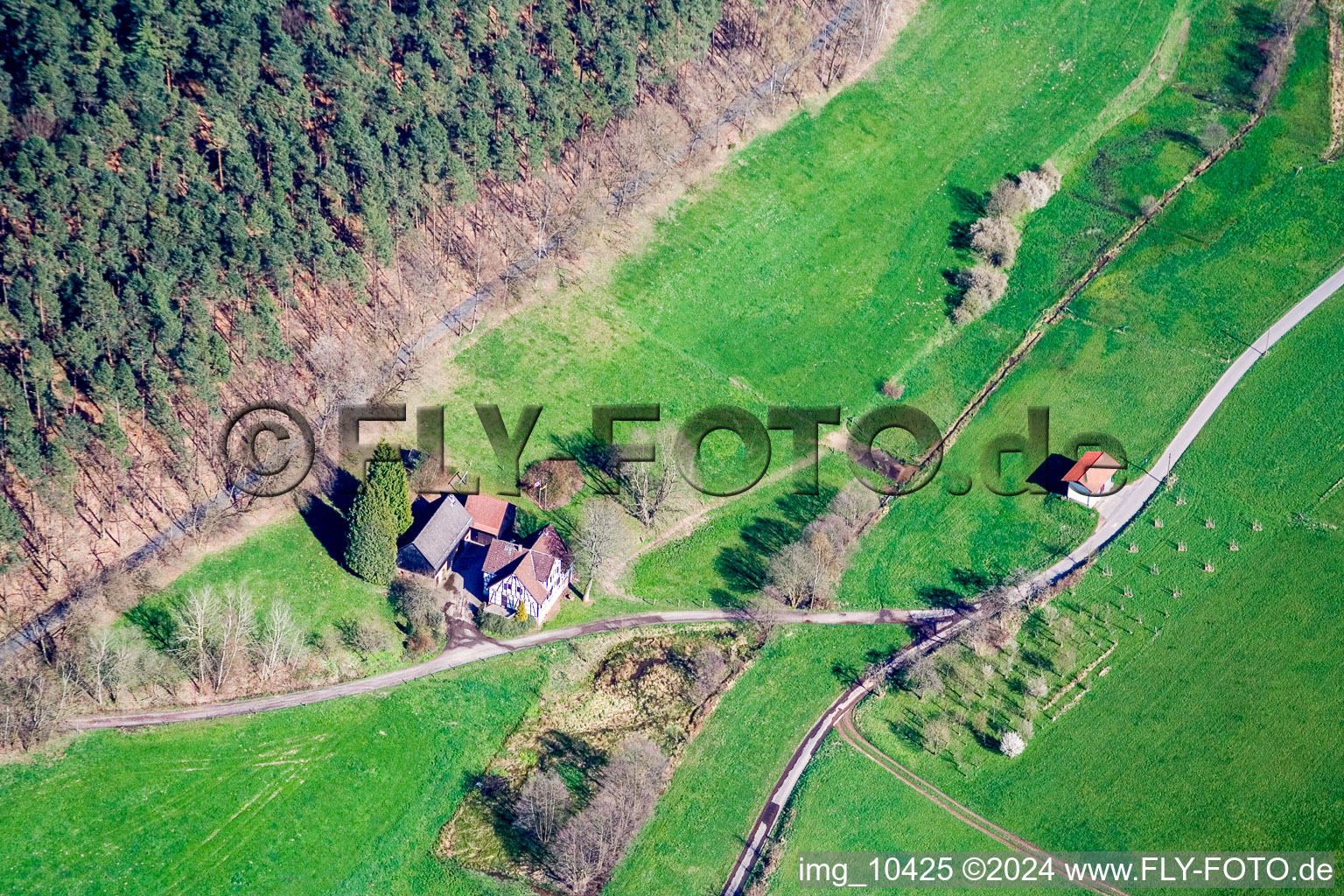 Oblique view of District Güttersbach in Mossautal in the state Hesse, Germany