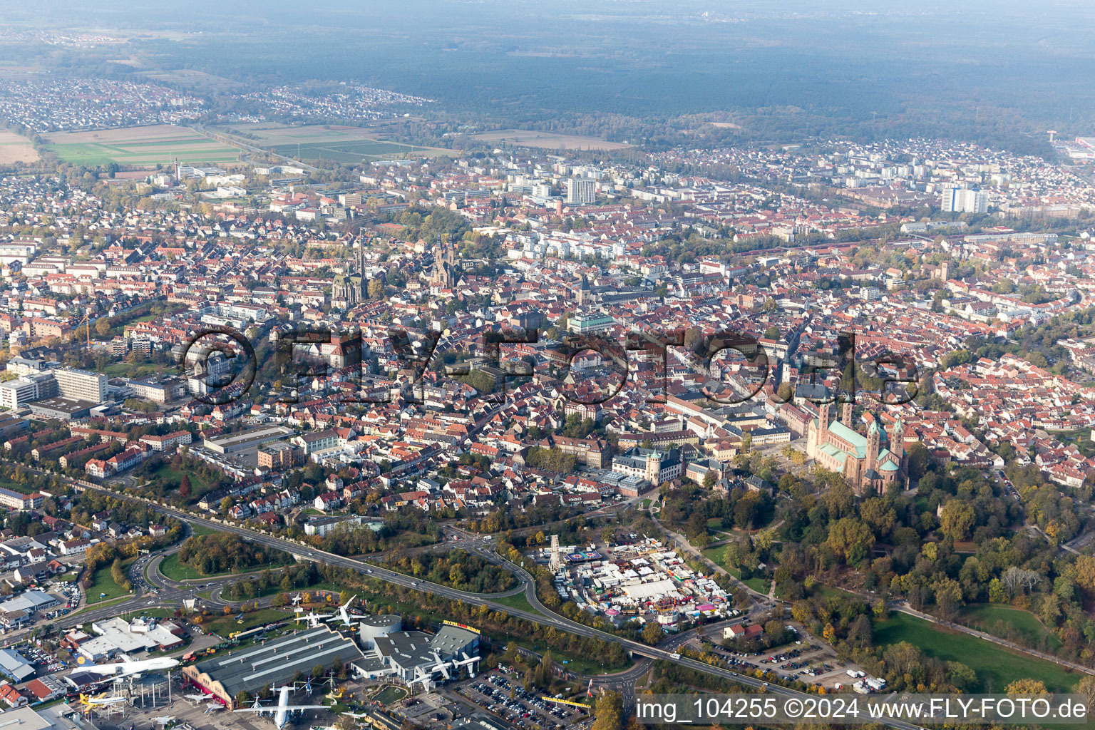 Aerial photograpy of Speyer in the state Rhineland-Palatinate, Germany