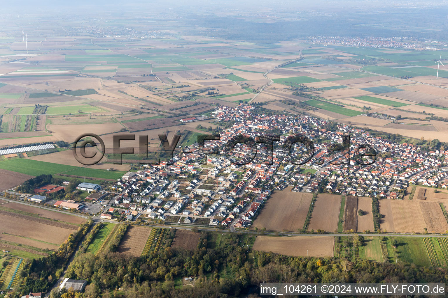 District Heiligenstein in Römerberg in the state Rhineland-Palatinate, Germany out of the air