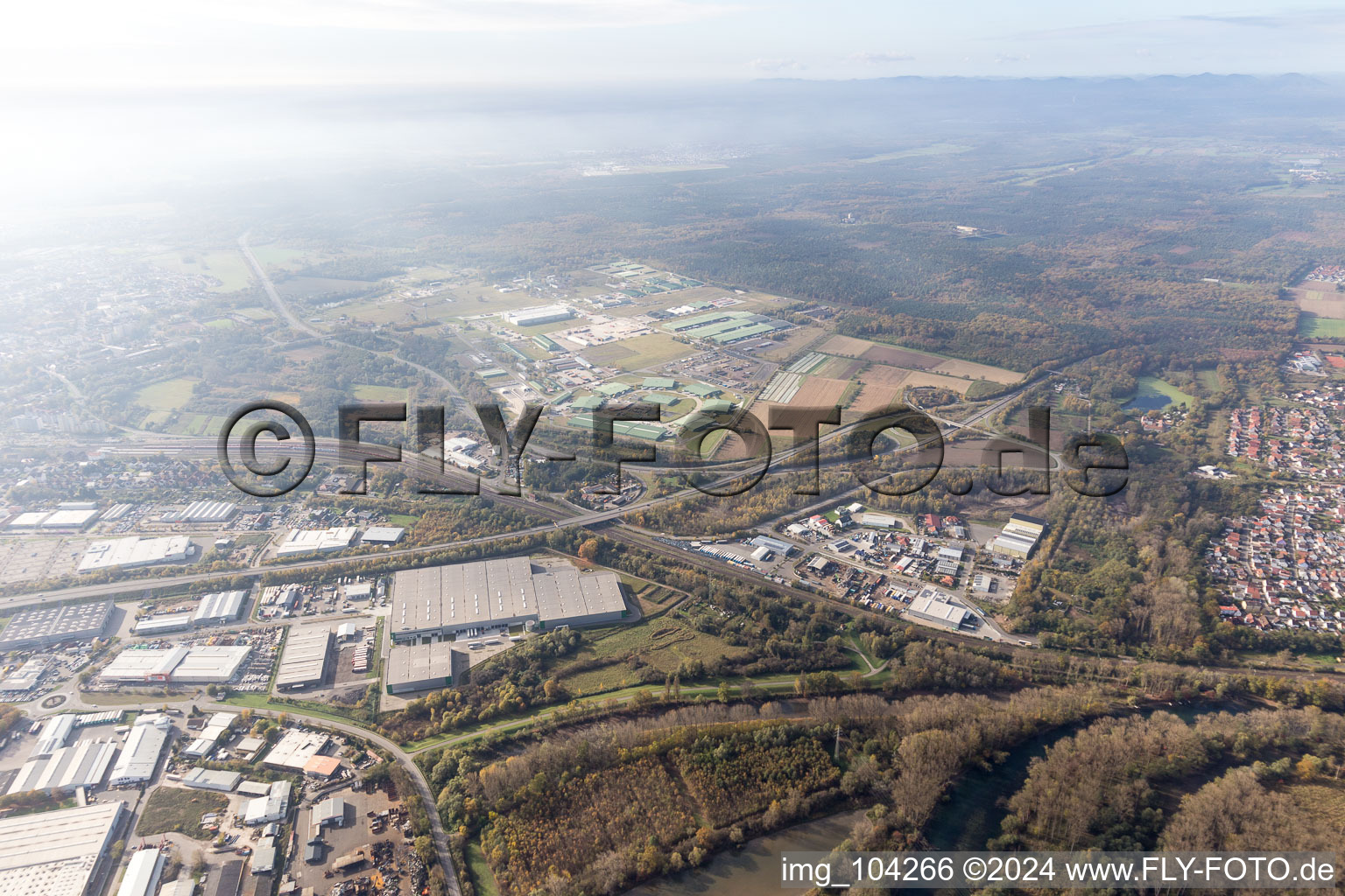 Germersheim in the state Rhineland-Palatinate, Germany from the plane