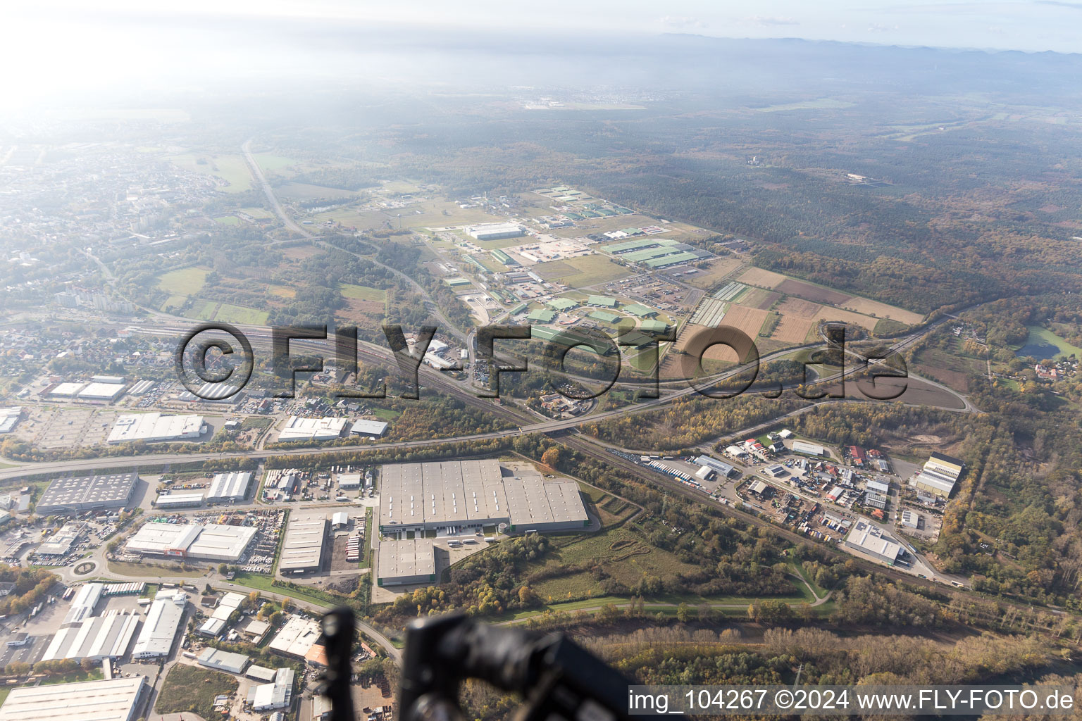 Bird's eye view of Germersheim in the state Rhineland-Palatinate, Germany