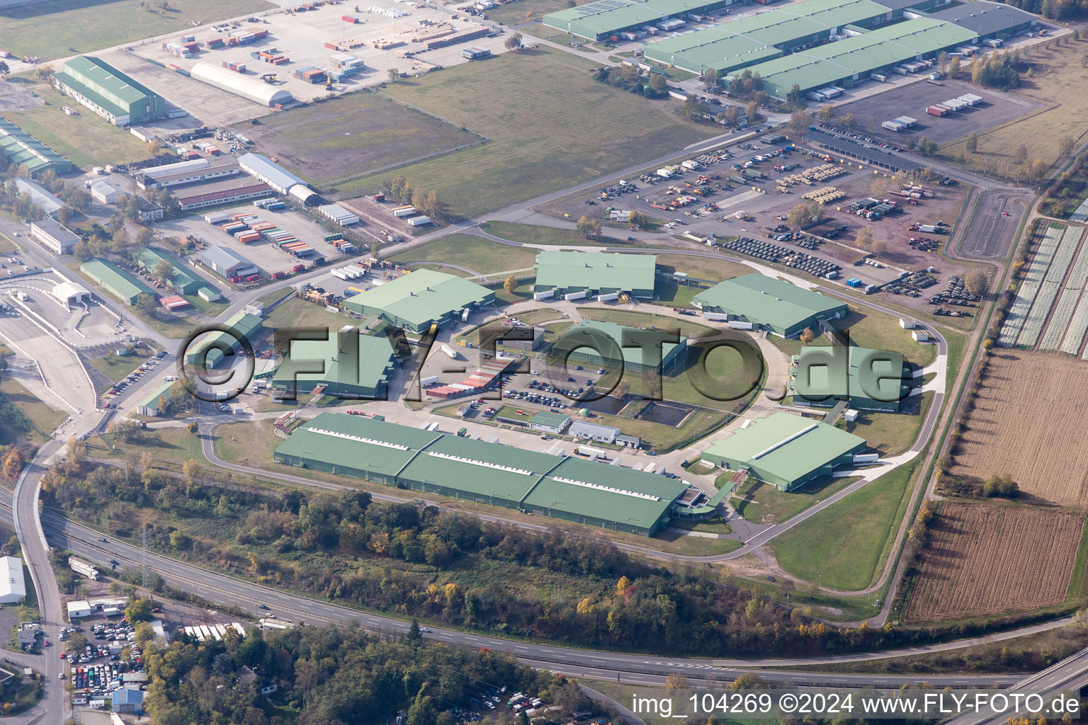 Drone recording of Germersheim in the state Rhineland-Palatinate, Germany