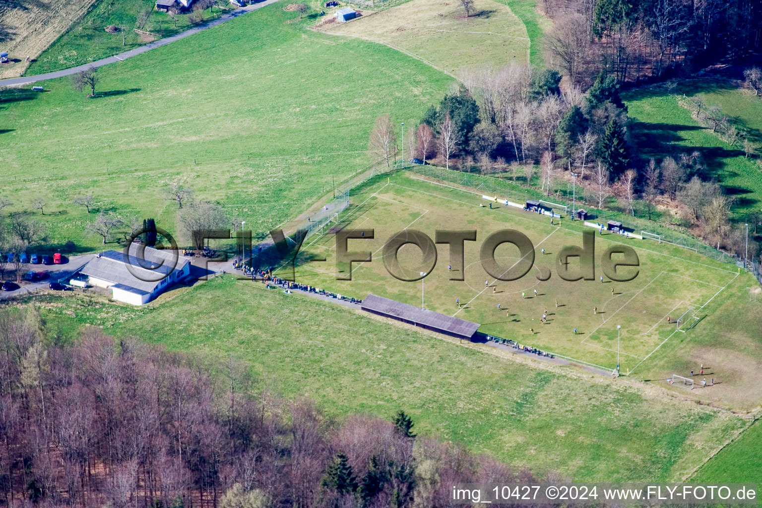 Football field Hiltersklingen in the district Hiltersklingen in Mossautal in the state Hesse, Germany