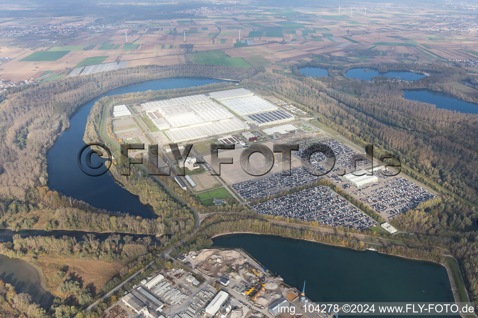 Aerial photograpy of Germersheim in the state Rhineland-Palatinate, Germany