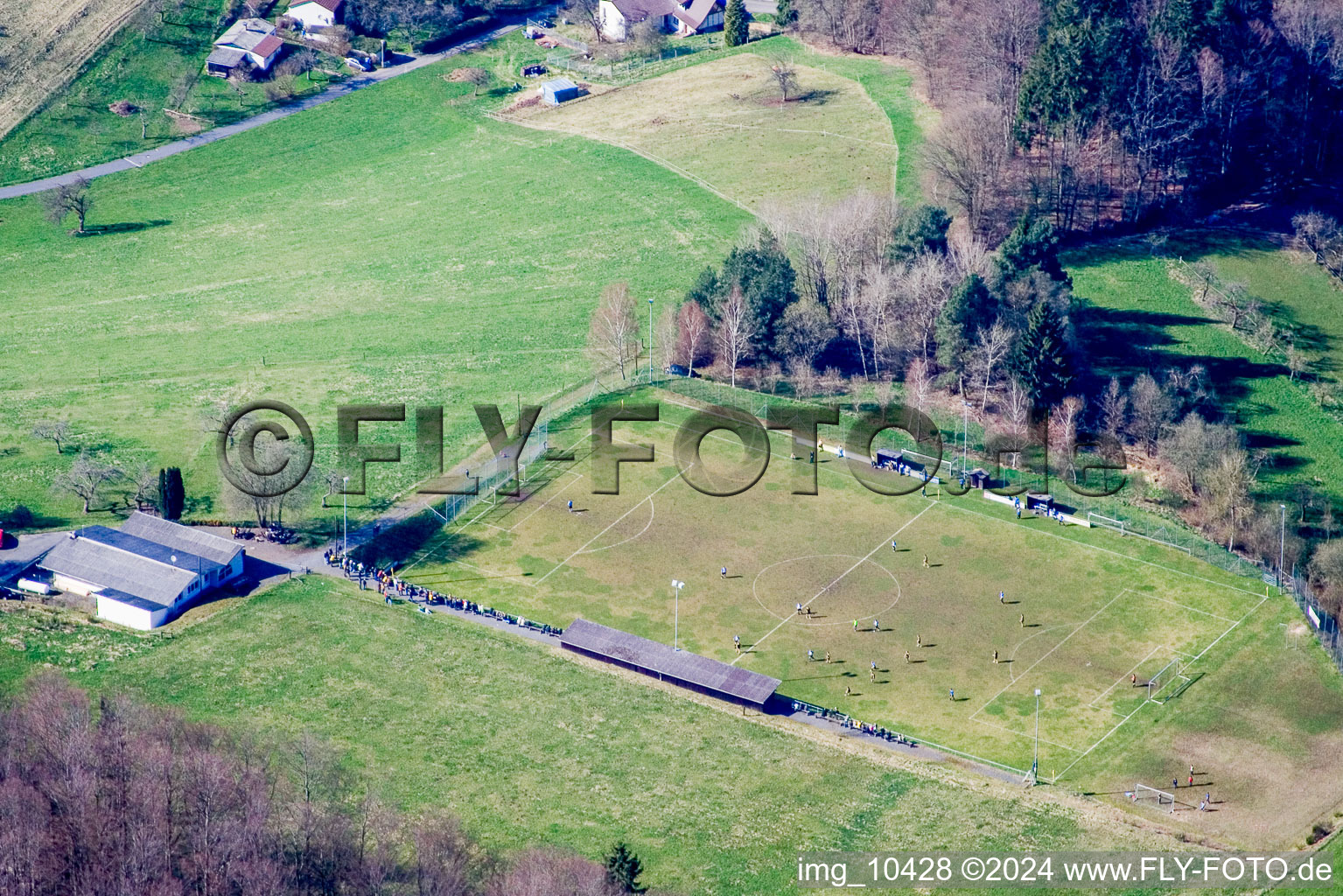 Football pitch in the district Hiltersklingen in Mossautal in the state Hesse, Germany