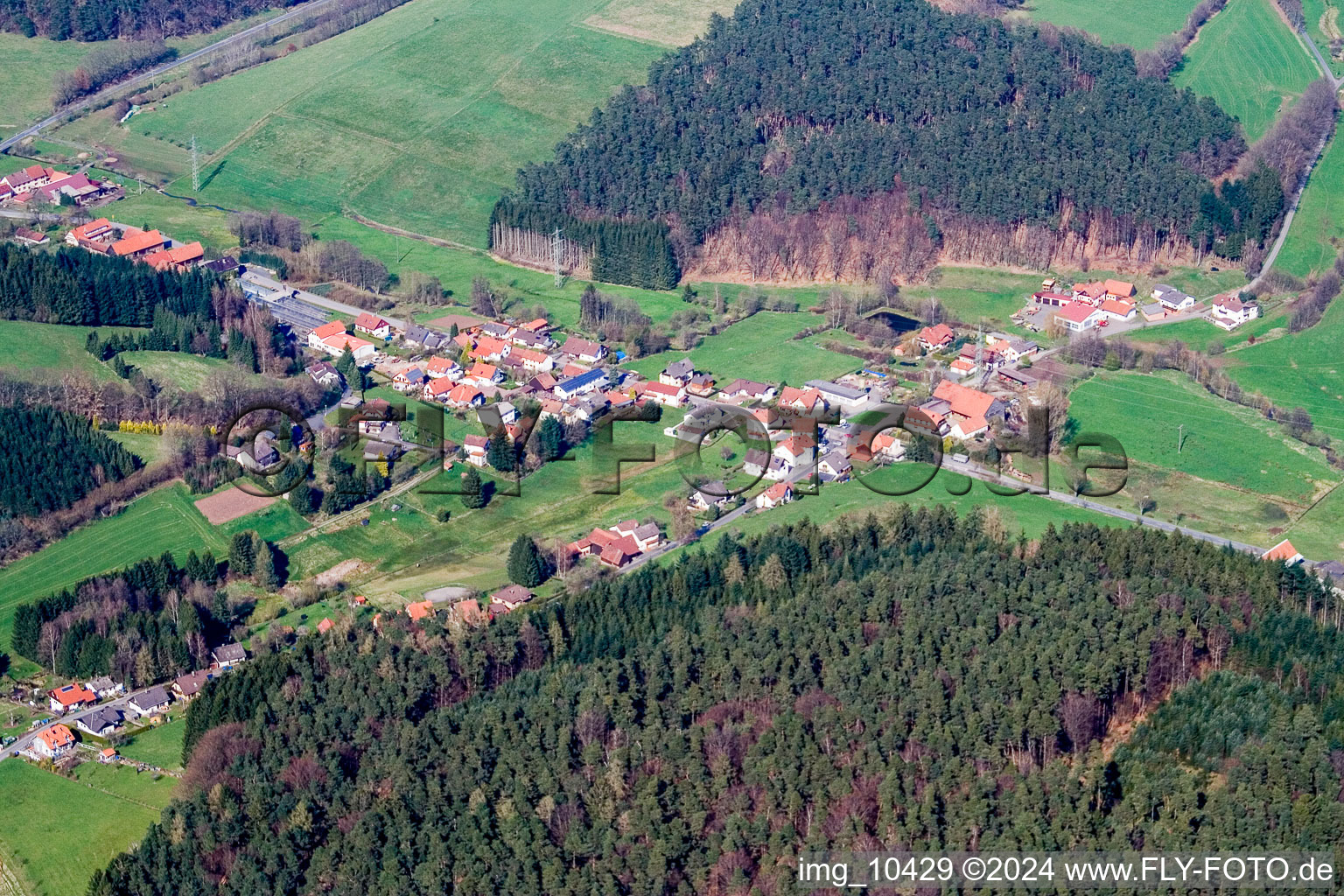 Village view in the district Güttersbach in Mossautal in the state Hesse, Germany