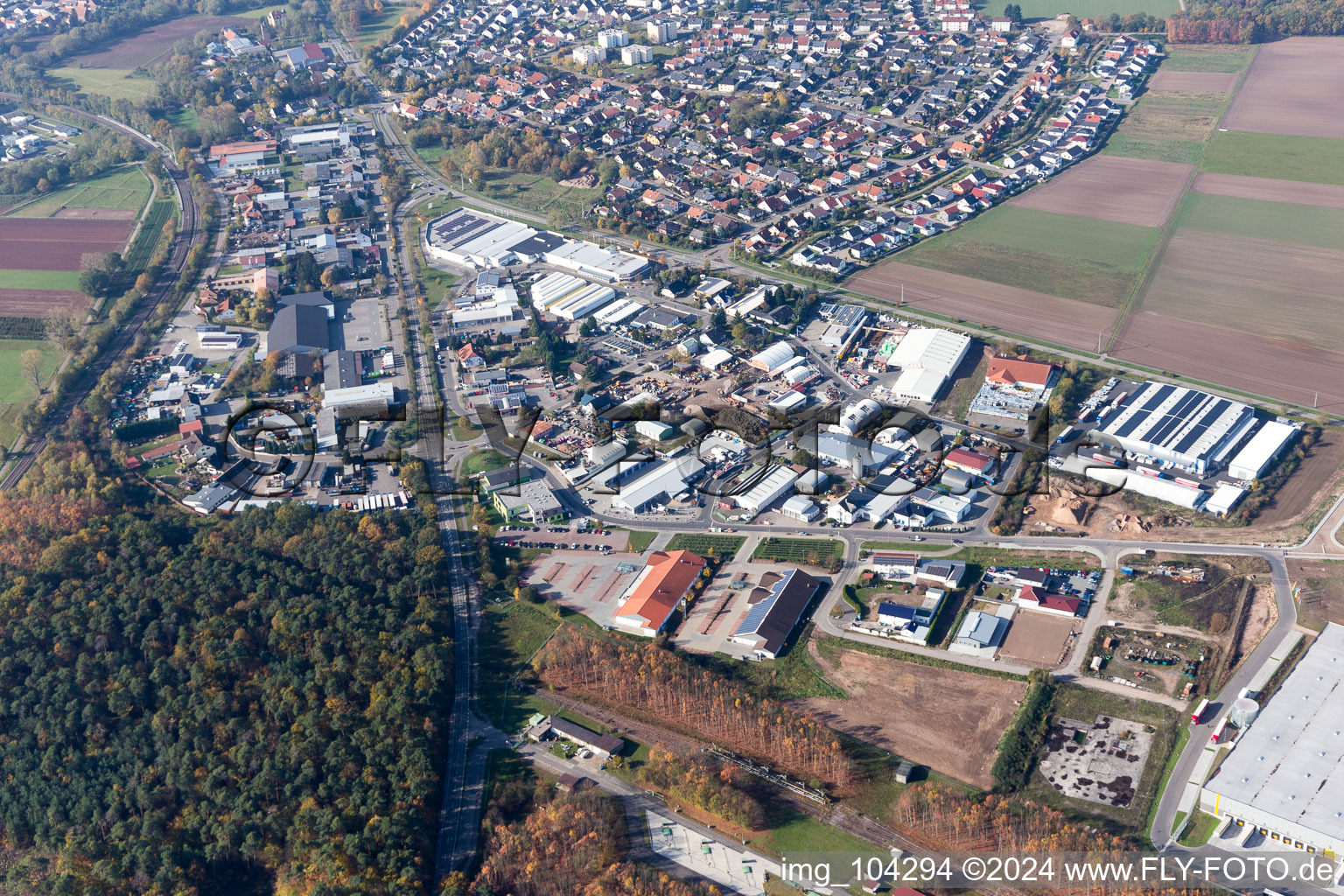 Bellheim in the state Rhineland-Palatinate, Germany from a drone