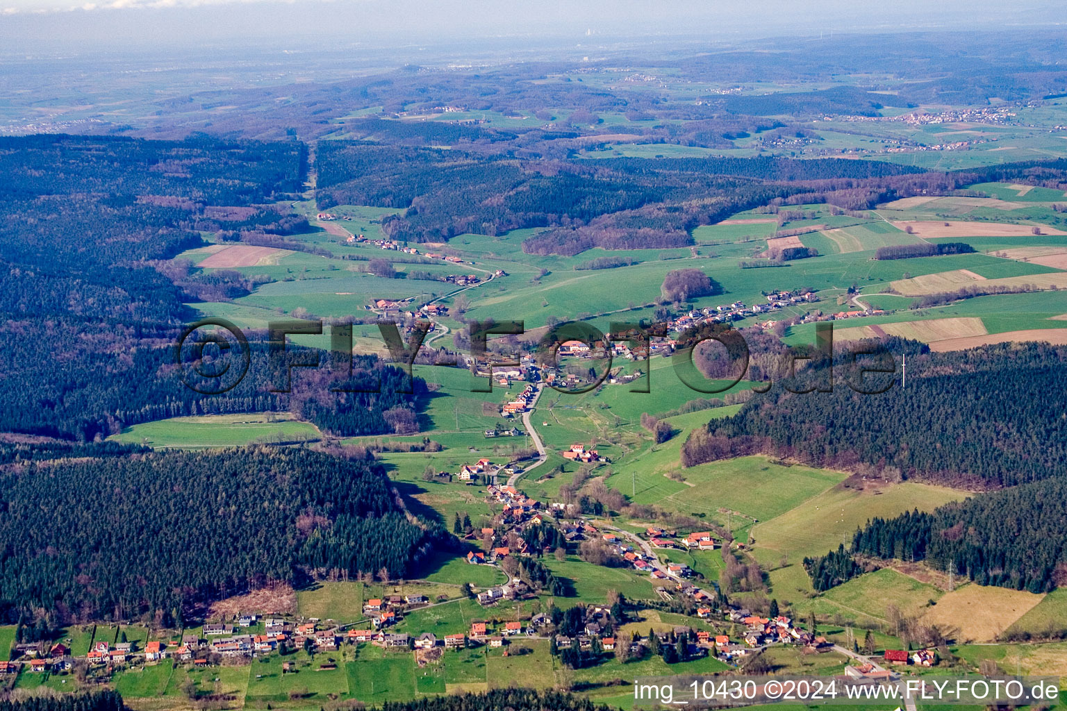 Aerial photograpy of District Unter-Mossau in Mossautal in the state Hesse, Germany