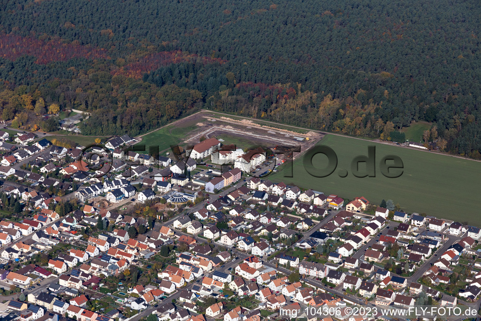 Drone recording of Bellheim in the state Rhineland-Palatinate, Germany