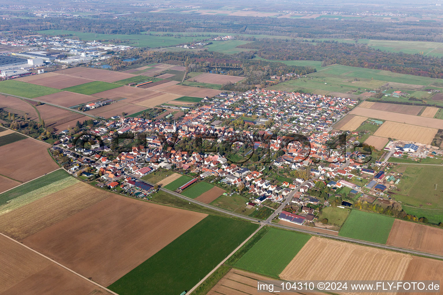 District Ottersheim in Ottersheim bei Landau in the state Rhineland-Palatinate, Germany out of the air