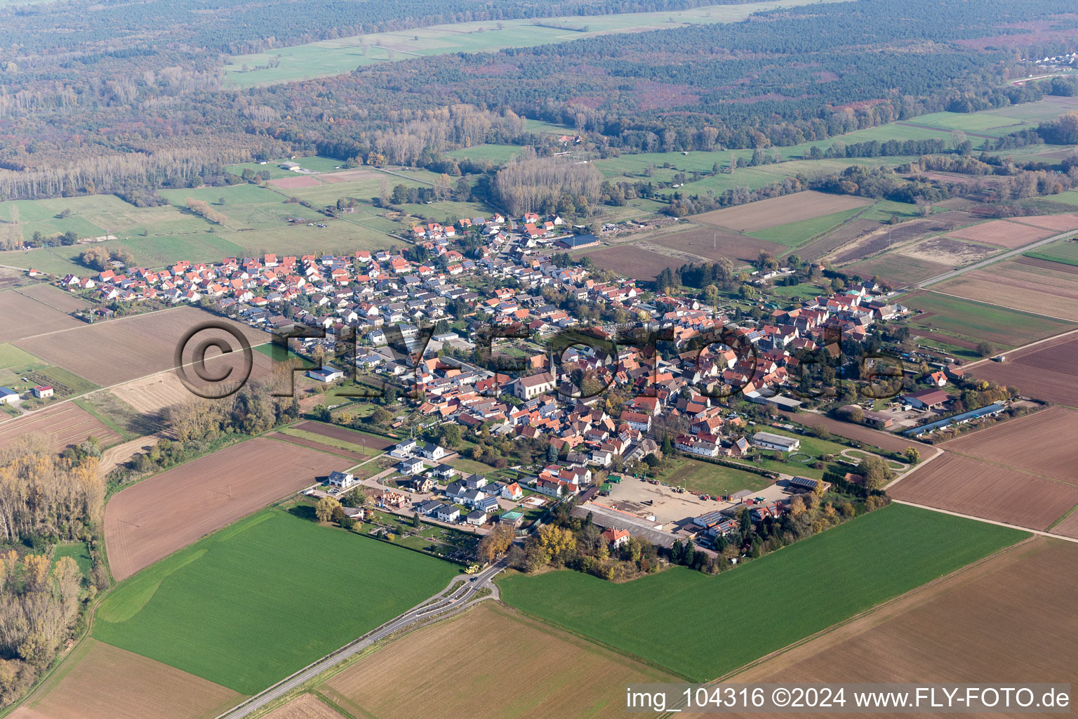 Bird's eye view of District Ottersheim in Ottersheim bei Landau in the state Rhineland-Palatinate, Germany