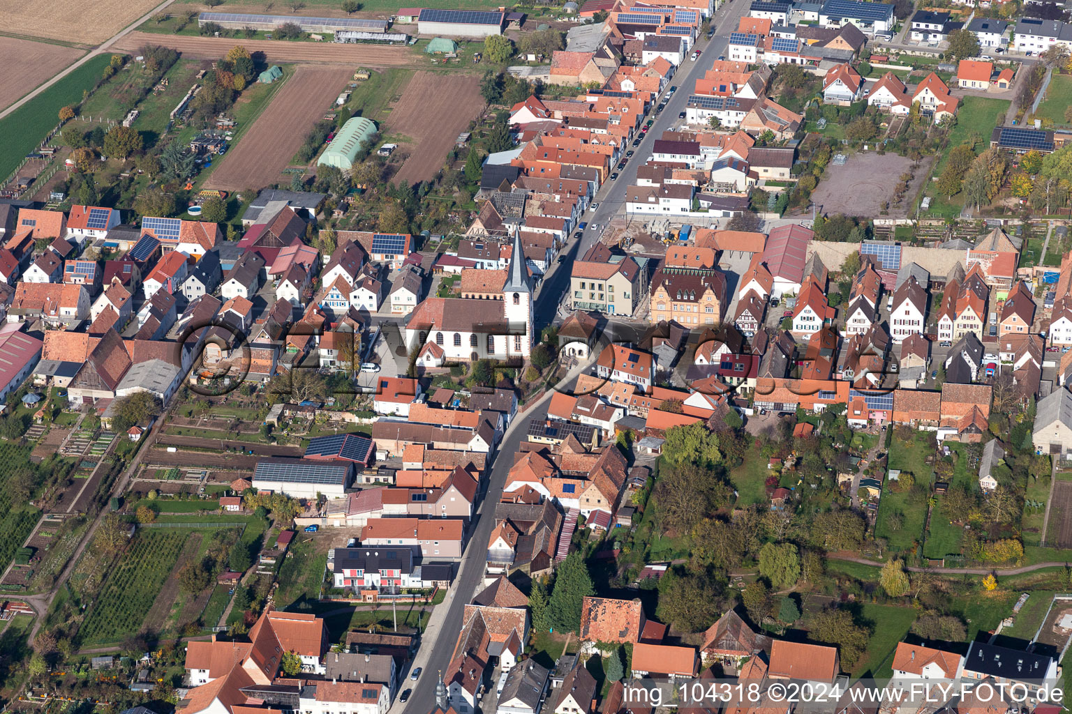 Drone recording of District Ottersheim in Ottersheim bei Landau in the state Rhineland-Palatinate, Germany