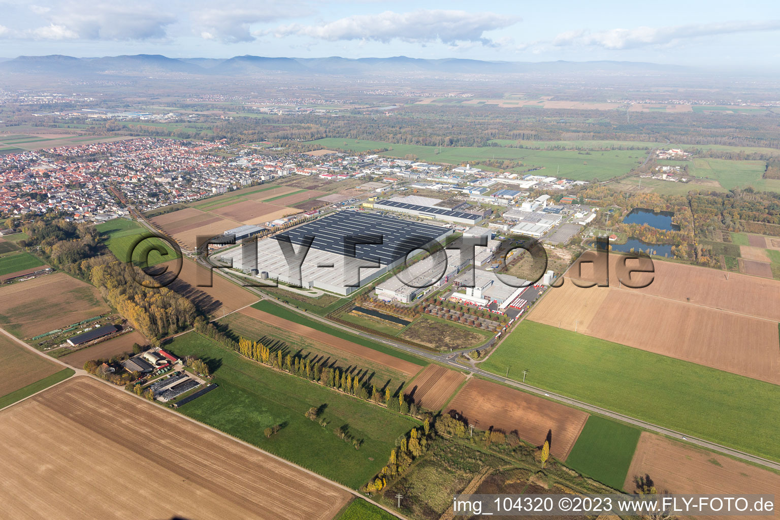 Aerial photograpy of Ottersheim bei Landau in the state Rhineland-Palatinate, Germany
