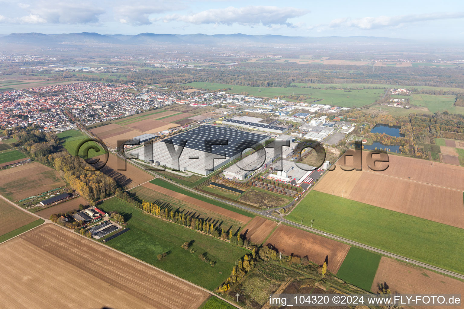 District Offenbach in Offenbach an der Queich in the state Rhineland-Palatinate, Germany from a drone