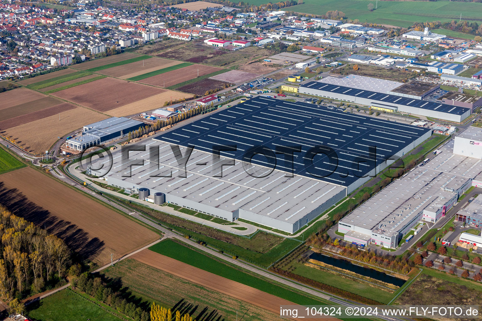 Building complex and grounds of the logistics center von Mercedes Benz in Offenbach an der Queich in the state Rhineland-Palatinate, Germany