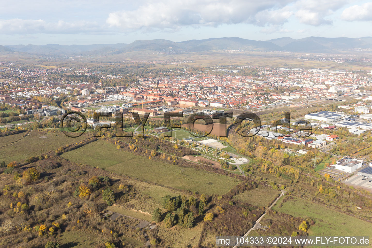 Aerial photograpy of Landau in der Pfalz in the state Rhineland-Palatinate, Germany