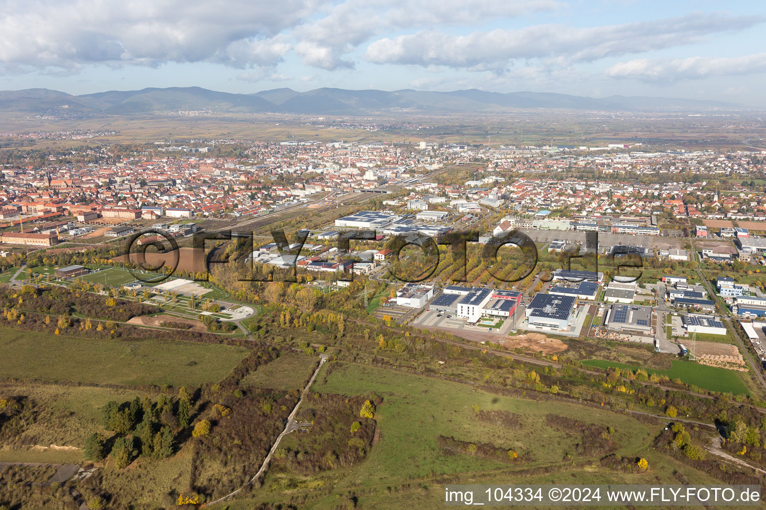 Oblique view of Landau in der Pfalz in the state Rhineland-Palatinate, Germany