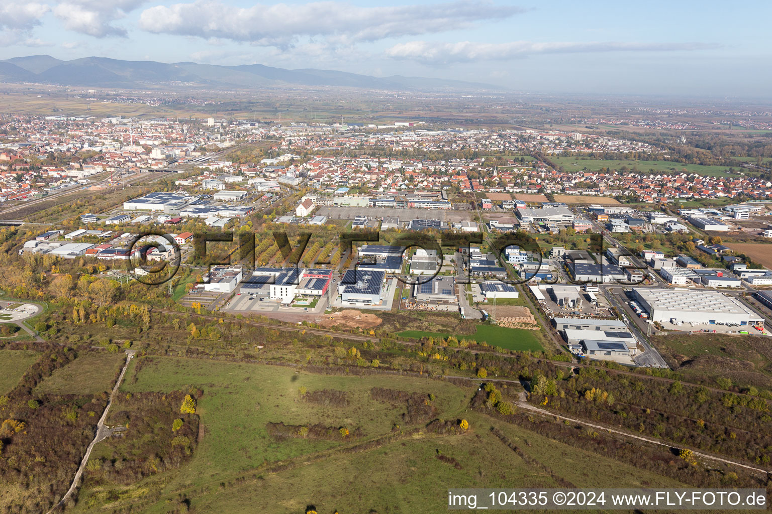 Landau in der Pfalz in the state Rhineland-Palatinate, Germany from above