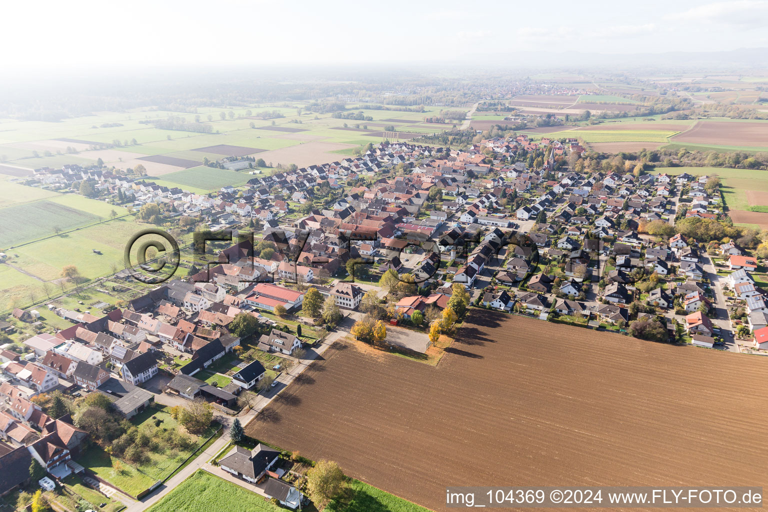 Freckenfeld in the state Rhineland-Palatinate, Germany from above