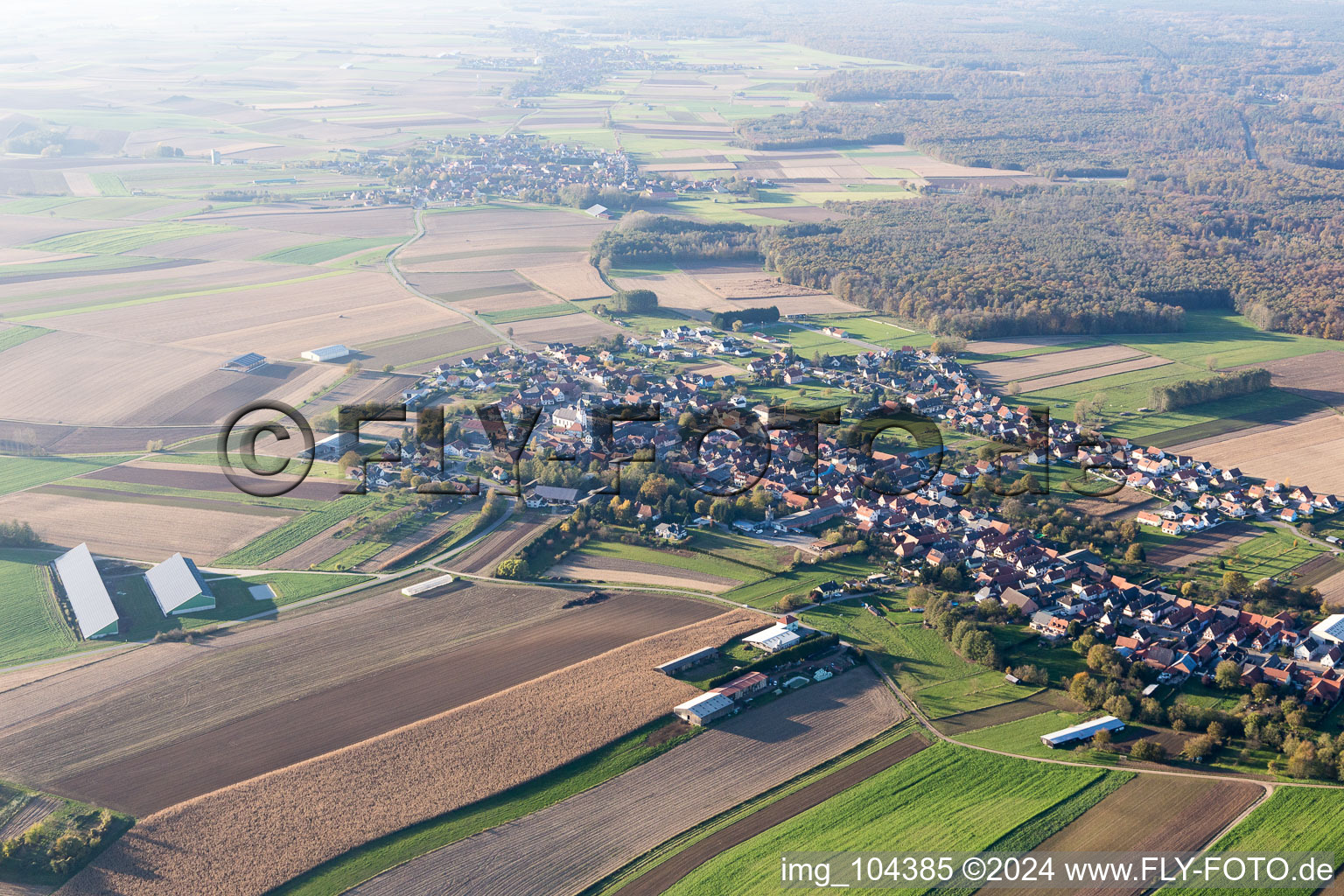 Drone image of Niederlauterbach in the state Bas-Rhin, France