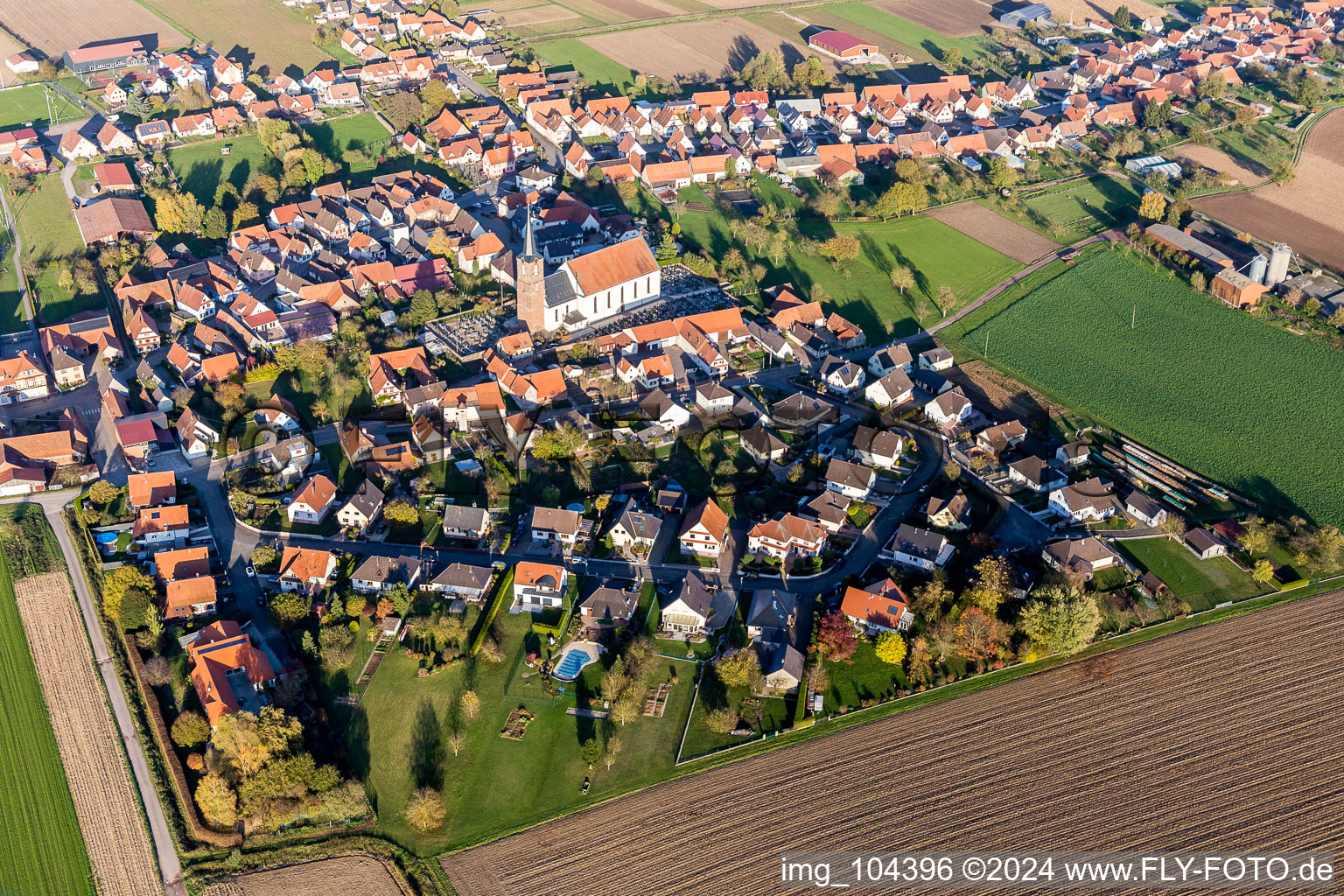 Church building in the village of in Schleithal in Grand Est, France