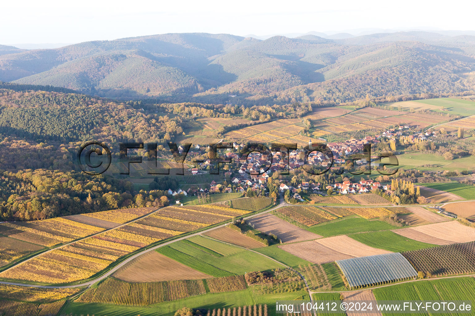 Cleebourg in the state Bas-Rhin, France from the plane