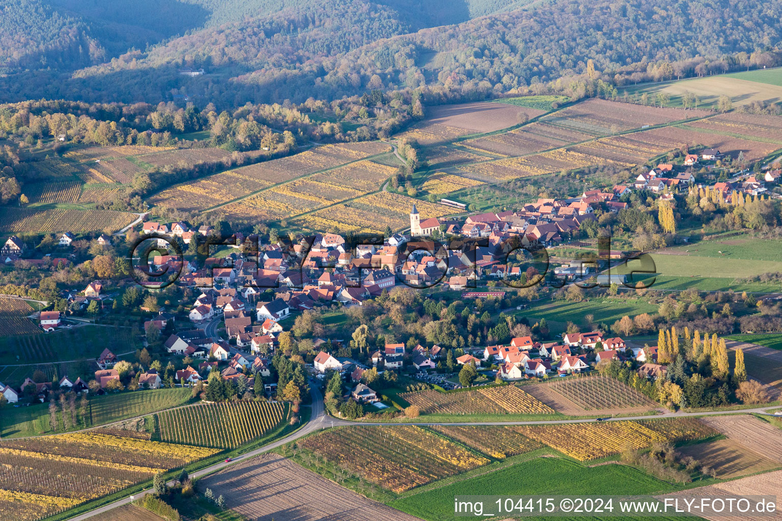 Bird's eye view of Cleebourg in the state Bas-Rhin, France