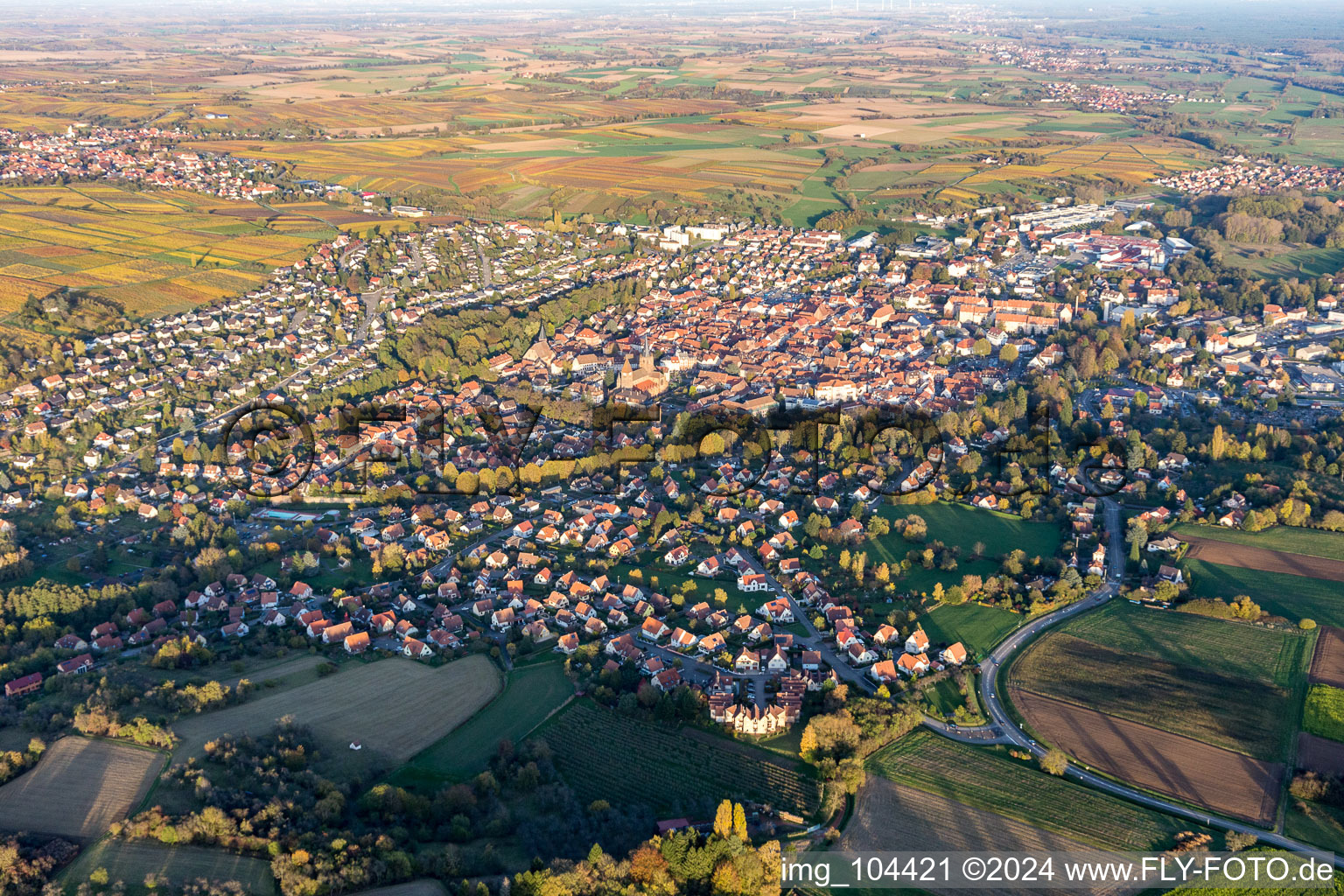 Wissembourg in the state Bas-Rhin, France from the drone perspective