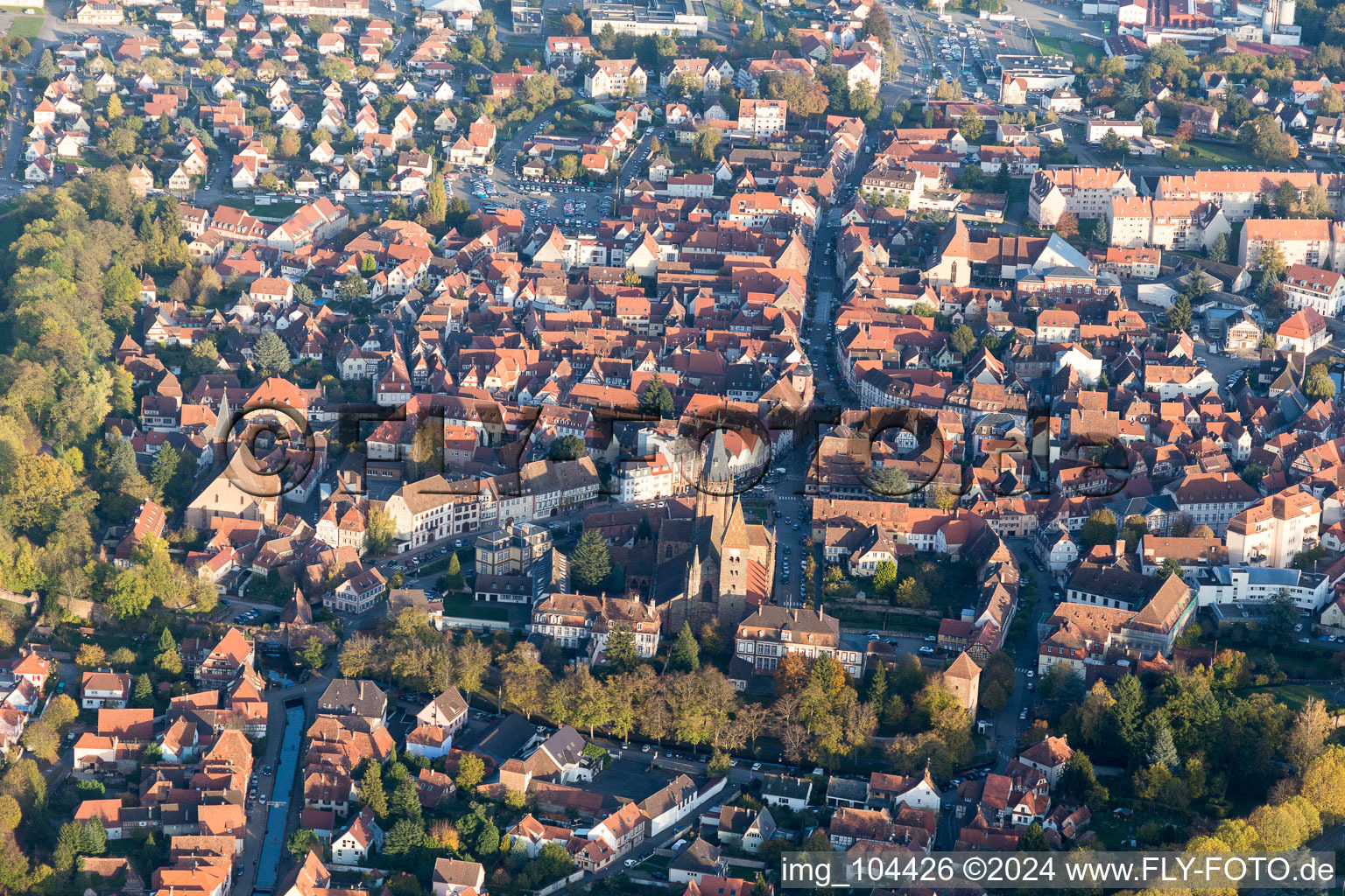 Wissembourg in the state Bas-Rhin, France seen from a drone