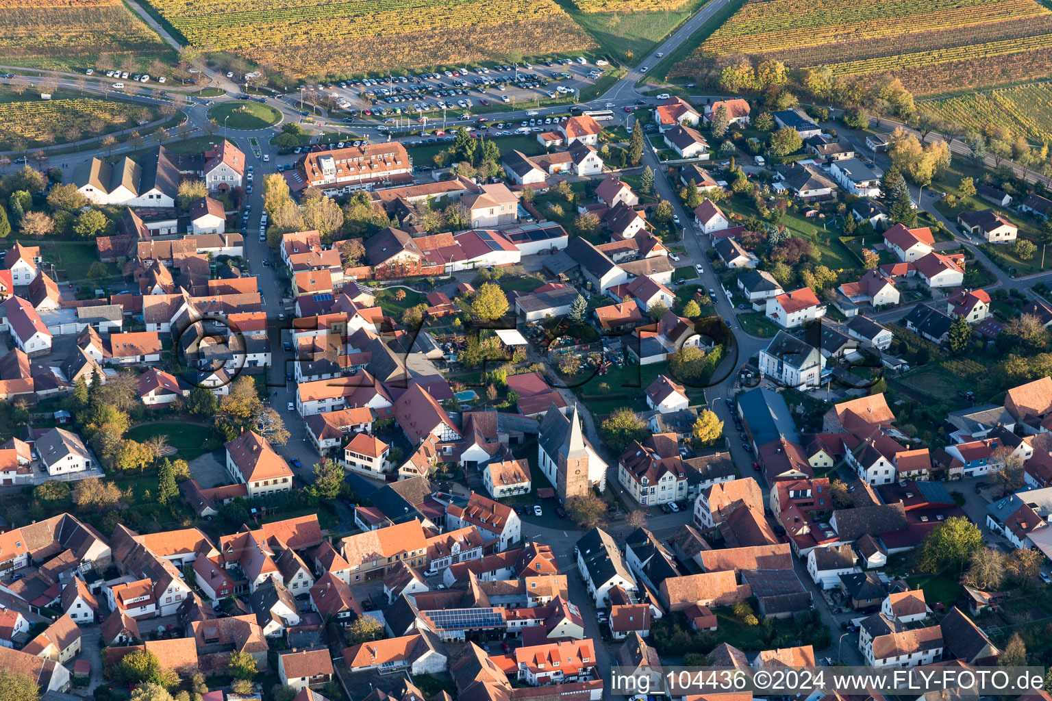 District Schweigen in Schweigen-Rechtenbach in the state Rhineland-Palatinate, Germany from the plane