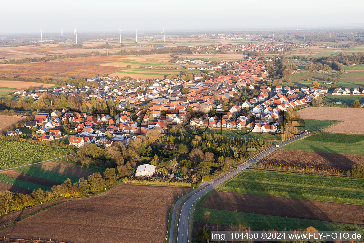 Freckenfeld in the state Rhineland-Palatinate, Germany from the plane