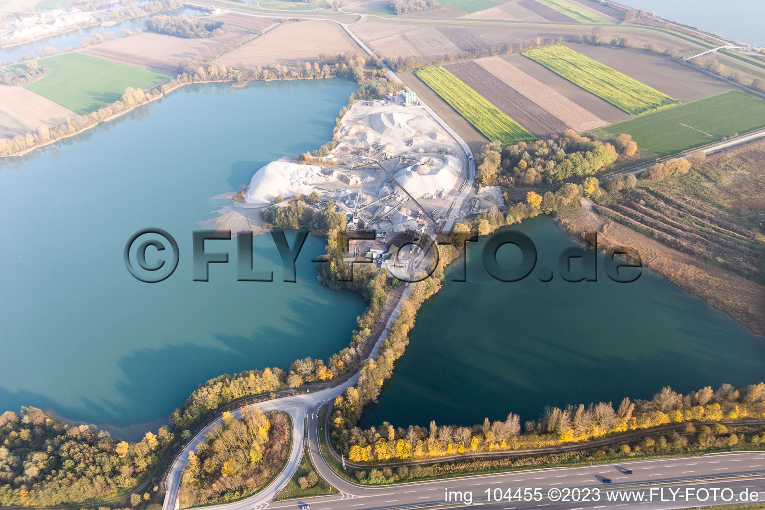 Jockgrim in the state Rhineland-Palatinate, Germany seen from a drone