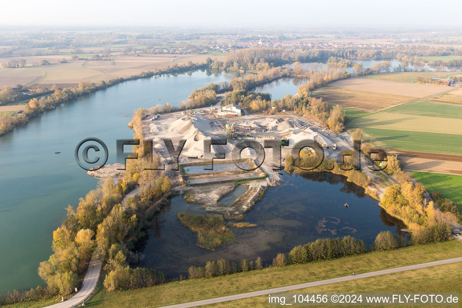 Neupotz in the state Rhineland-Palatinate, Germany from above