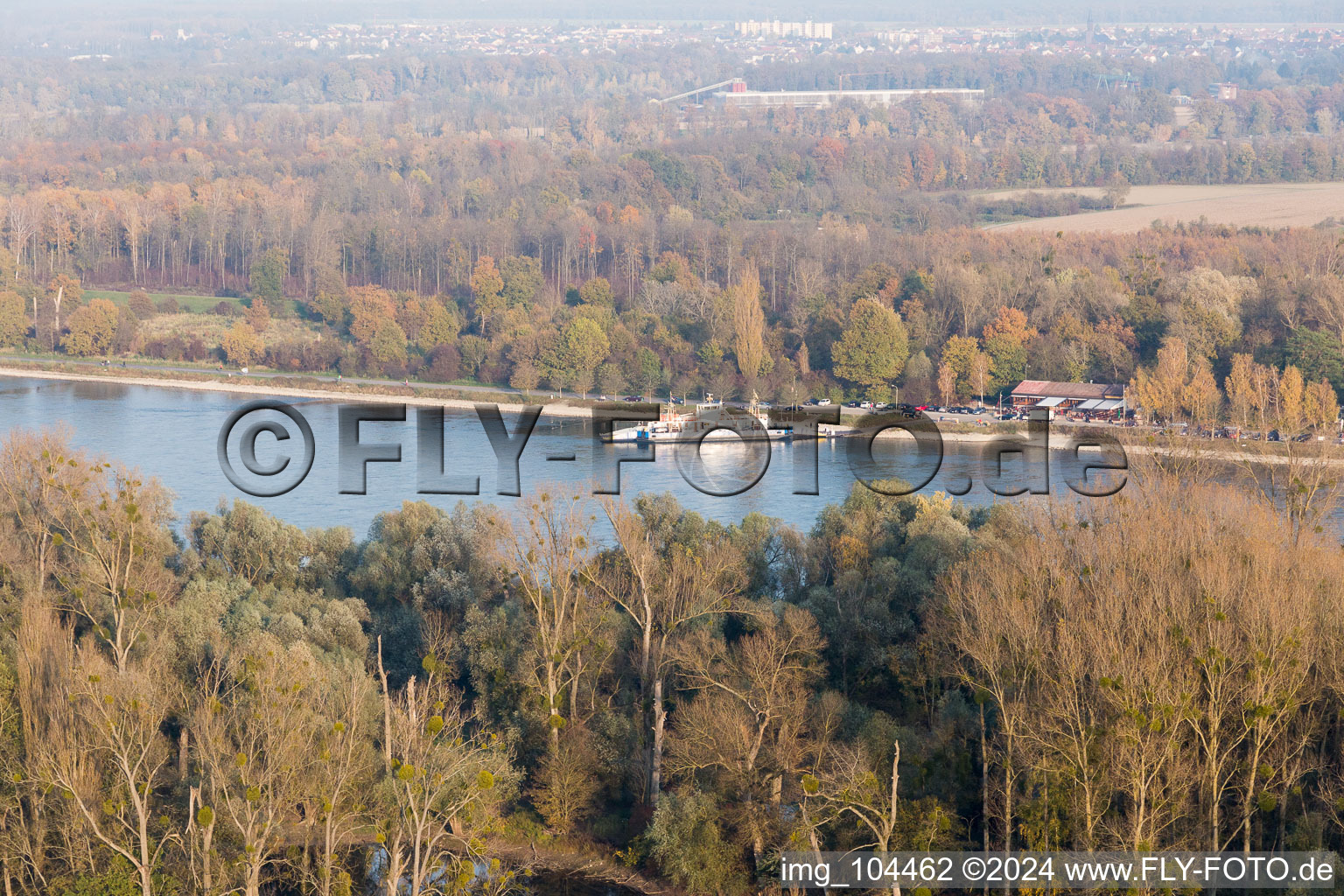 Aerial view of Leimersheim in the state Rhineland-Palatinate, Germany