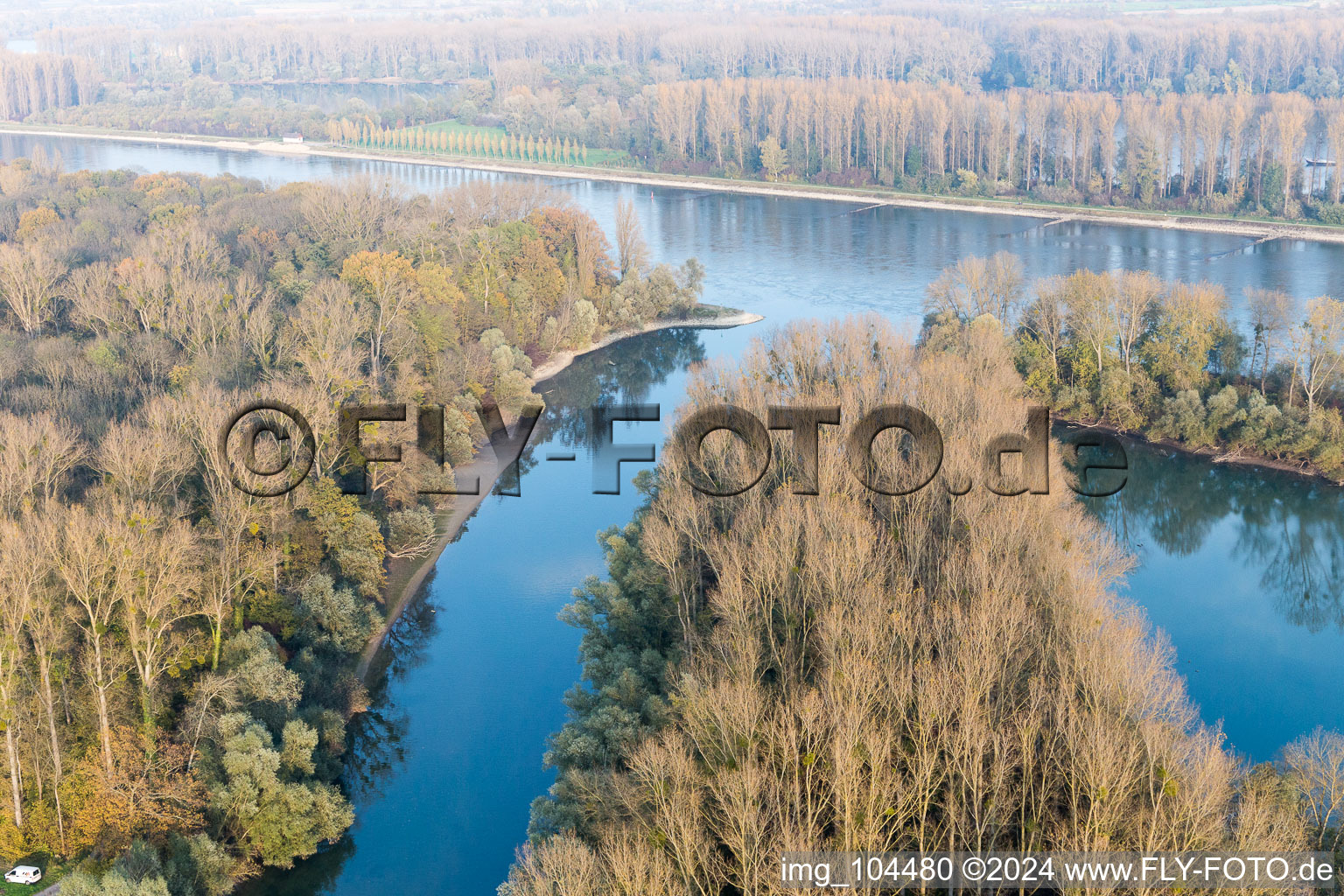 Bird's eye view of Leimersheim in the state Rhineland-Palatinate, Germany