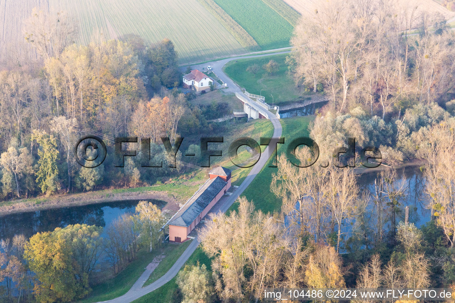 Bird's eye view of District Sondernheim in Germersheim in the state Rhineland-Palatinate, Germany