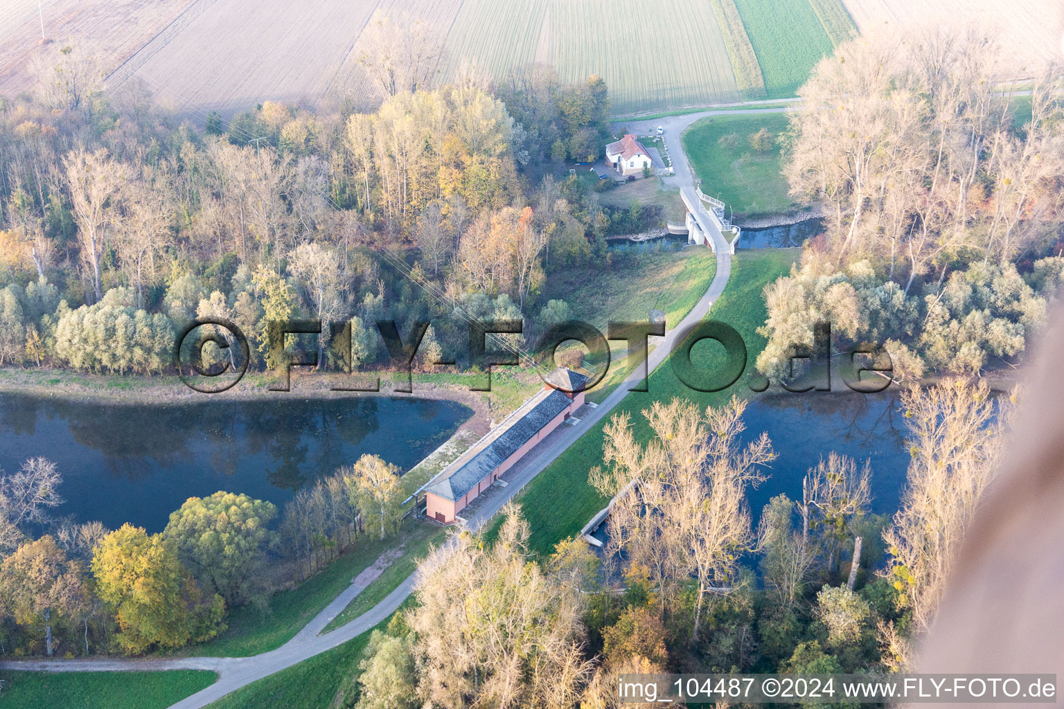 District Sondernheim in Germersheim in the state Rhineland-Palatinate, Germany viewn from the air