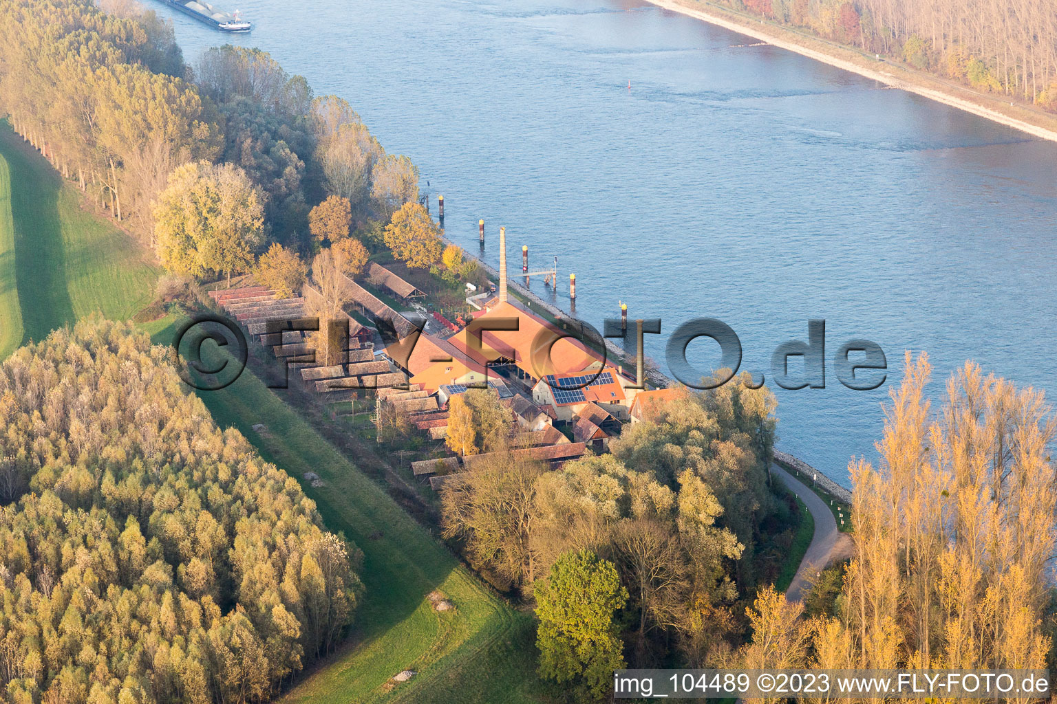 Drone image of District Sondernheim in Germersheim in the state Rhineland-Palatinate, Germany