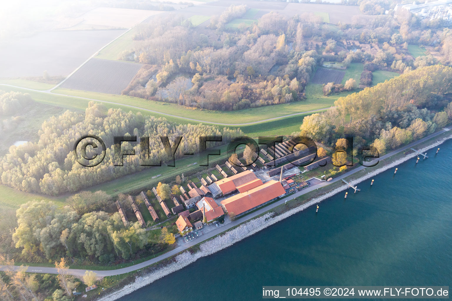 District Sondernheim in Germersheim in the state Rhineland-Palatinate, Germany seen from a drone