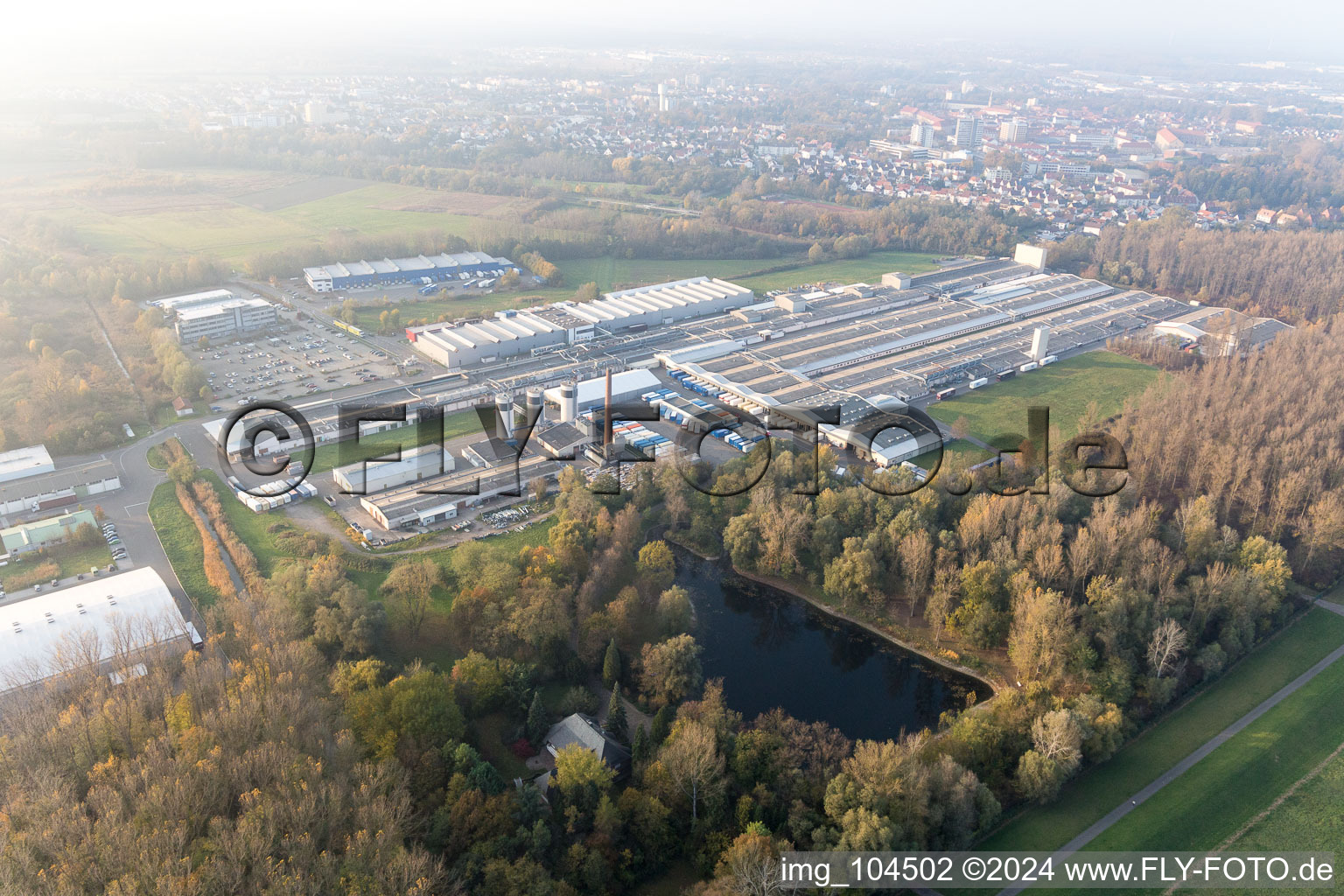 Aerial view of Germersheim in the state Rhineland-Palatinate, Germany