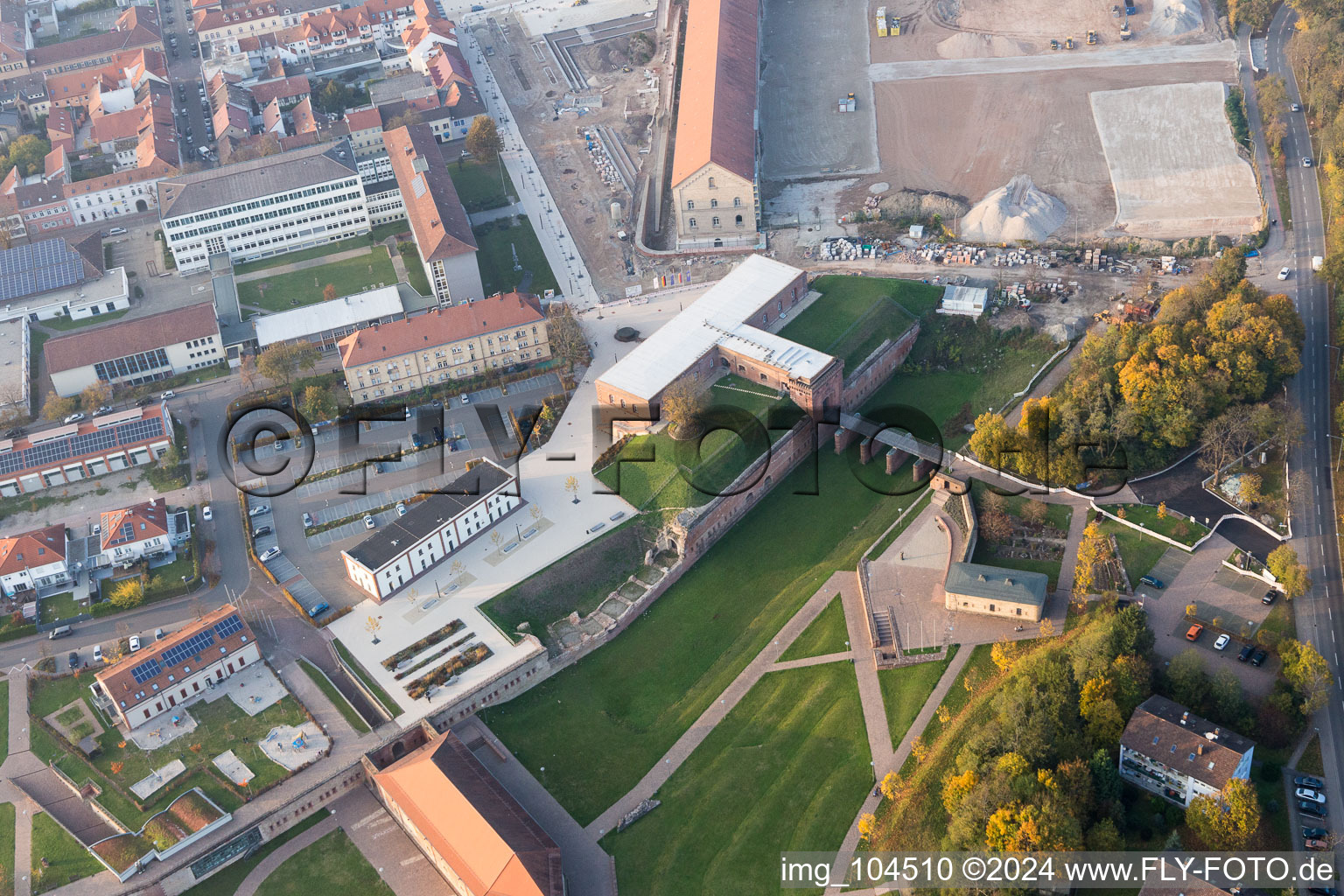 Bird's eye view of Germersheim in the state Rhineland-Palatinate, Germany