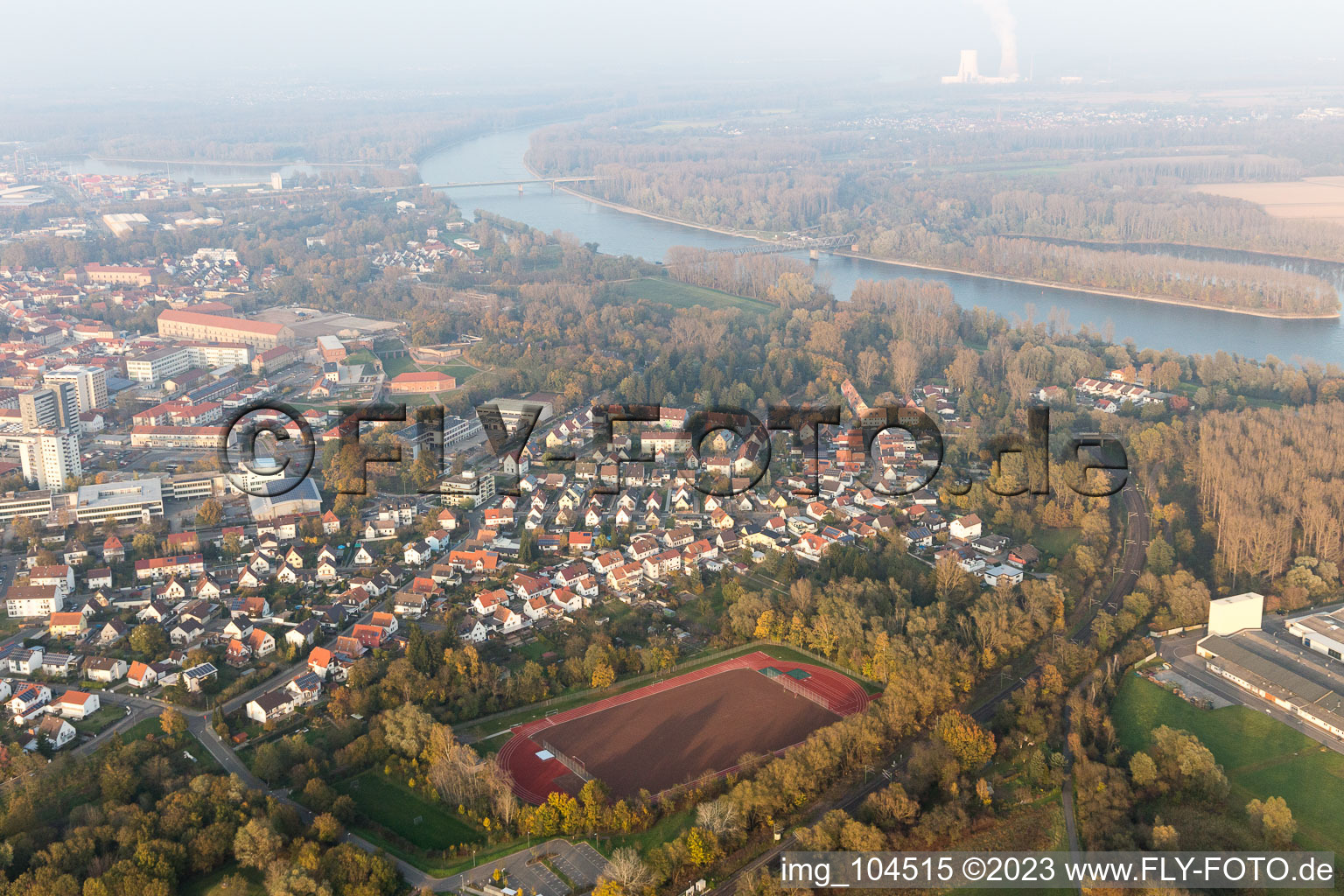 Germersheim in the state Rhineland-Palatinate, Germany from the drone perspective