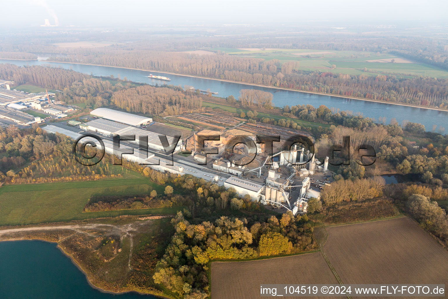 Aerial view of Germersheim in the state Rhineland-Palatinate, Germany